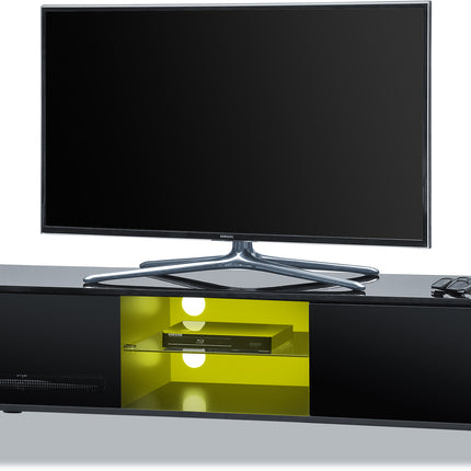 Centurion Supports CAPRI Gloss Black Remote-Friendly up to 65" Flat Screen TV Cabinet with 16 Colour LED Shelf Lights