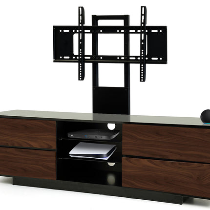 Centurion Supports AVITUS Gloss Black with 4-Walnut Drawers for up to 65" LED/LCD/Plasma TV Stand with Mounting Arm