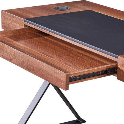 Centurion Supports ADONIS Walnut Ergonomic Home Office Desk with Built-In Wireless Qi Charging