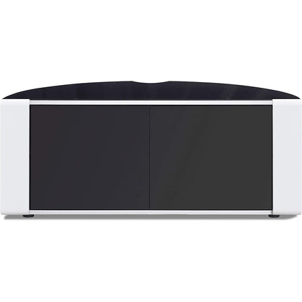 MDA Designs Sirius 850 Remote Friendly Beam Thru Glass Door Gloss Piano Black with White Front Profiles up to 40" LCD/Plasma/LED Cabinet TV Stand