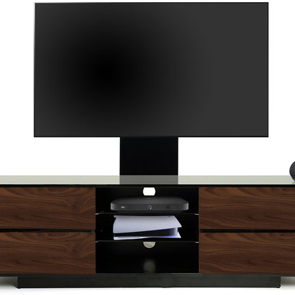 Centurion Supports AVITUS Gloss Black with 4-Walnut Drawers for up to 65" LED/LCD/Plasma TV Stand with Mounting Arm