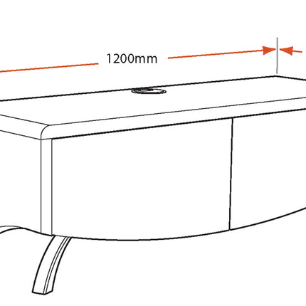 MDA Designs WAVE 1200 Oak with White Glass Hybrid BeamThru Remote-Friendly up to 60" Flat Screen Tv Cabinet with Mounting Bracket