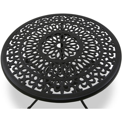 Centurion Supports POSITANO Garden and Patio Table and 2 Chairs Cast Aluminium Bistro Set - Black - Grade A