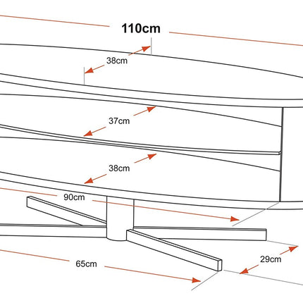 MDA Designs Orbit 1100BO Gloss Black TV Stand with Oak Elliptic Sides for Flat Screen TVs up to 55"