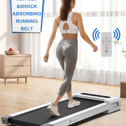 Strongology MOTIONIC WHITE Home and Office Ultra Quiet Adjustable Speed 1-8km/h Slimline 2.5HP Bluetooth Treadmill with LED Display - Grade A