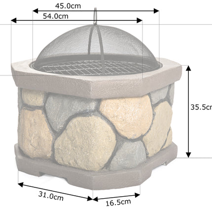 Centurion Supports Fireology BOGOTA Bold Garden and Patio Heater Fire Pit Brazier and Barbecue with Eco-Stone Finish - Grade A