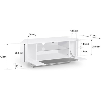 Centurion Supports Hampshire Corner-Friendly Gloss White with Black Contrast Beam-Thru Remote Friendly Door 26"-50" Flat Screen TV Cabinet