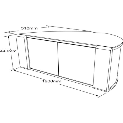 MDA Designs Sirius 1200 Remote Friendly Beam Thru Door Gloss Black with White Front Profiles up to 55" LCD/Plasma/LED Cabinet TV Stand