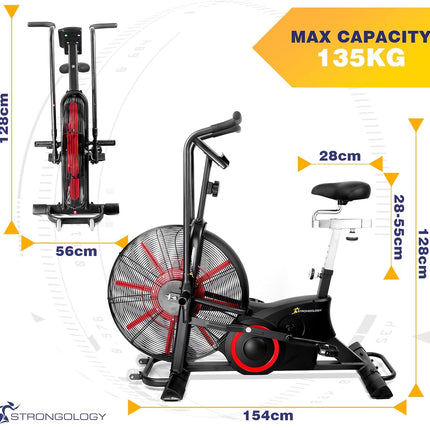 Strongology TITANIUM Assault Bike Heavy Duty Fitness Stationary Air Resistance Bike with LCD Display - Assembled - Grade A