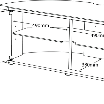 MDA Designs Sirius 1200 Remote Friendly Beam Thru Door Gloss Black with White Front Profiles up to 55" LCD/Plasma/LED Cabinet TV Stand