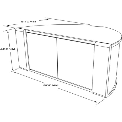 MDA Designs Sirius 850 Remote Friendly Beam Thru Glass Door Gloss Piano Black with White Front Profiles up to 40" LCD/Plasma/LED Cabinet TV Stand