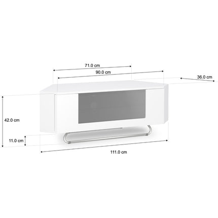 Centurion Supports Hampshire Corner-Friendly Gloss White with Black Contrast Beam-Thru Remote Friendly Door 26"-50" Flat Screen TV Cabinet