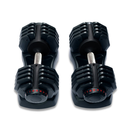 Strongology Home Fitness Adjustable Smart Dumbbell Pair from 5kg to 40kg Training Weights in Black