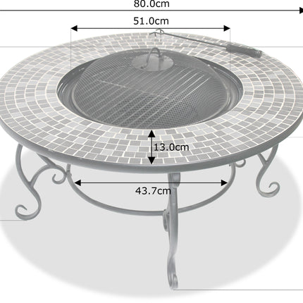 Centurion Supports Fireology GINESSA Sumptuous Garden and Patio Round Heater, Fire Pit, Brazier, Coffee Table, Barbecue and Ice Bucket with Mosaic Ceramic Tiles