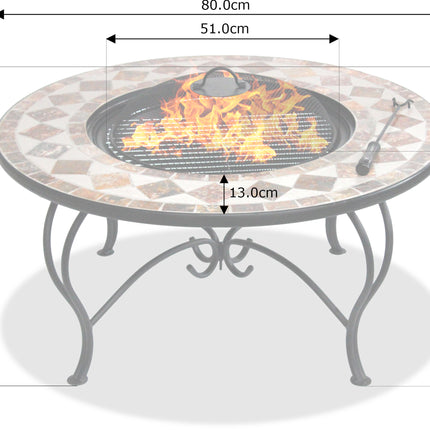 Centurion Supports Fireology KENNOCHA Extravagant Garden and Patio Heater Fire Pit Brazier, Coffee Table, Barbecue and Ice Bucket - Marble Finish