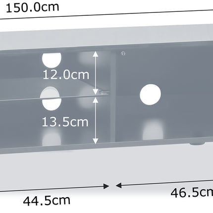 Centurion Supports CAPRI Gloss Black with Black Sides Beam-Thru Remote Friendly 32"-65" Flat Screen TV Cabinet with 16 Colour LED Lights