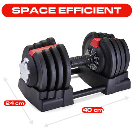 Strongology ELEMENT18 Home Fitness Black and Red Adjustable Smart Dumbbell from 1.5kg up to 18kg Training Weights