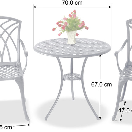 Centurion Supports OSHOWA Luxurious Garden and Patio Table and 4 Large Chairs with Armrests Cast Aluminium Bistro Set Grey