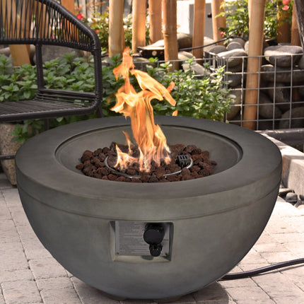 MDA Designs TABITI Dark Grey Lavish Garden & Patio Gas Fire Pit with Eco-Stone Finish