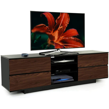 Centurion Supports AVITUS High Gloss Black with 4-Walnut Drawers for 32"-65" LED/OLED/LCD TV Cabinet - FULLY ASSEMBLED