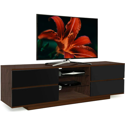 Centurion Supports Avitus Premium Walnut with 4-Black Drawers and 3-Shelves 32"-65" LED/OLED/LCD TV Cabinet