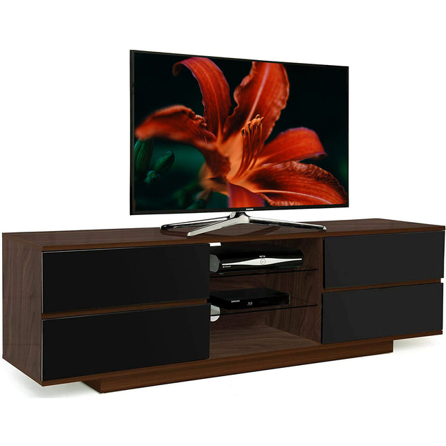 Centurion Supports Avitus Premium Walnut with 4-Black Drawers and 3-Shelves 32"-65" LED/OLED/LCD TV Cabinet