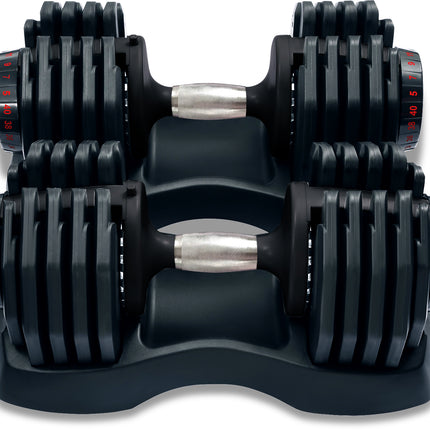 Strongology Home Fitness Adjustable Smart Dumbbell Pair from 5kg to 40kg Training Weights in Black