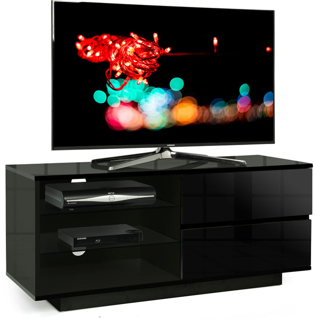 Centurion Supports Gallus Black Gloss Designer Stand up to 55" Flat Screen LED and LCD TV Cabinet - Grade A