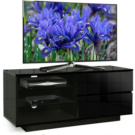 Centurion Supports GALLUS High Gloss Black with 2-Gloss Black Drawers for 32"-55" LED/OLED/LCD TV Cabinet - FULLY ASSEMBLED