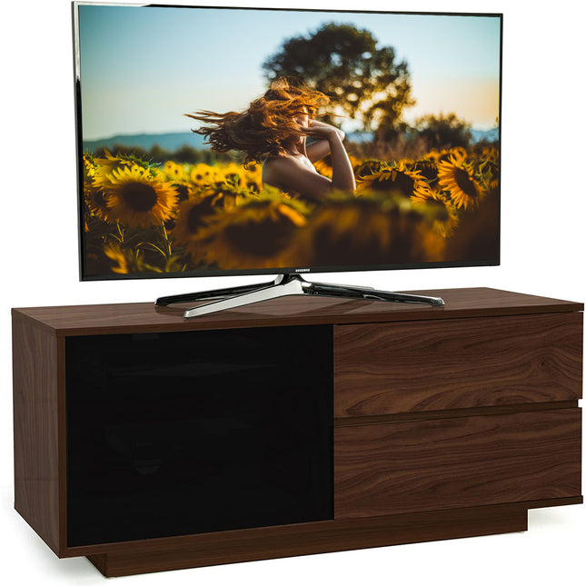 Centurion Supports GALLUS ULTRA Remote Friendly BeamThru Walnut with 2-Walnut Drawers 32"-55" Flat Screen Cabinet TV Stand