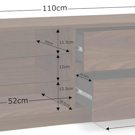 Centurion Supports Gallus Premium Walnut with 2-Walnut Drawers and 3-Shelves 32"-55" LED/OLED/LCD TV Cabinet