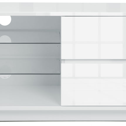 Centurion Supports Gallus Gloss White 2-White Drawers 3-Shelf TV Stand