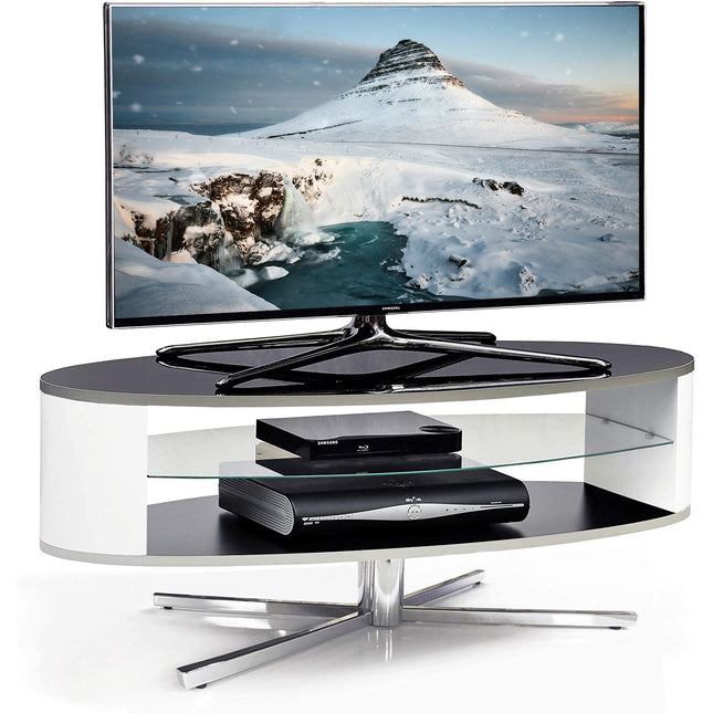 MDA Designs Orbit 1100BW Gloss Black TV Stand with Gloss White Elliptic Sides for Flat Screen TVs up to 55"