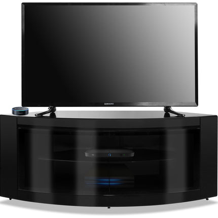 Centurion Supports PANGEA Gloss Black Beam-Thru Curved Tru-Corner 32"-50" TV Cabinet