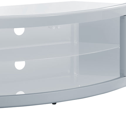 Centurion Supports PANGEA Gloss White Beam-Thru White Glass Curved Tru-Corner 32"-50" TV Cabinet