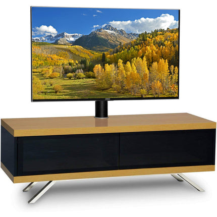 MDA Designs TUCANA 1200 HYBRID BLACK OAK COMPLETE Beam Thru Remote-Friendly up to 60" Flat Screen Cantilever TV Cabinet