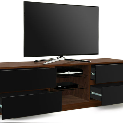 Centurion Supports Avitus Premium Walnut with 4-Black Drawers and 3-Shelves 32"-65" LED/OLED/LCD TV Cabinet