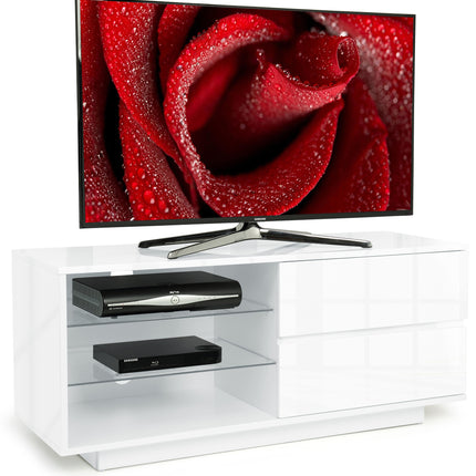 Centurion Supports  GALLUS High Gloss White with 2-White Drawers for 32"-55" LED/OLED/LCD TV Cabinet - Fully Assembled