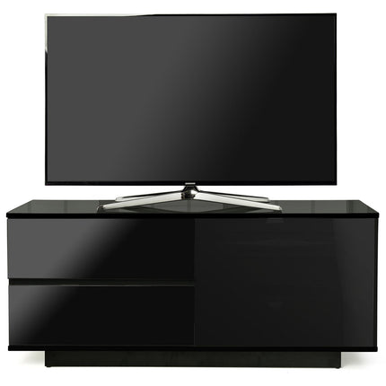 Centurion Supports Gallus ULTRA Remote Friendly BeamThru Gloss Black with 2-Black Drawers 32"-55" Flat Screen TV Cabinet