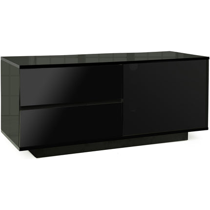 Centurion Supports Gallus ULTRA Remote Friendly BeamThru Gloss Black with 2-Black Drawers 32"-55" Flat Screen TV Cabinet