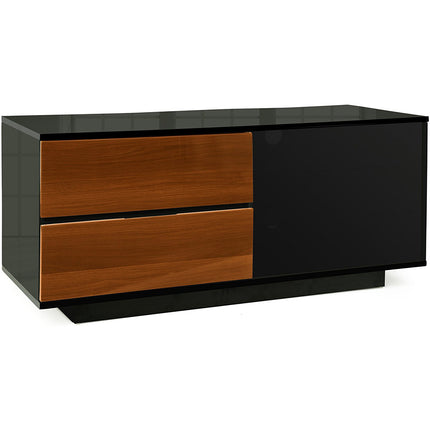 Centurion Supports GALLUS ULTRA Remote Friendly BeamThru Gloss Black with 2-Walnut Drawers 32"-55" Flat Screen TV Cabinet