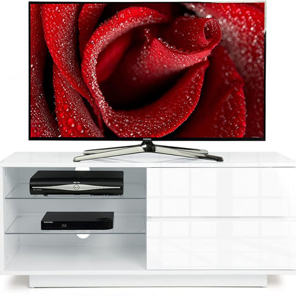 Centurion Supports  GALLUS High Gloss White with 2-White Drawers for 32"-55" LED/OLED/LCD TV Cabinet - Fully Assembled