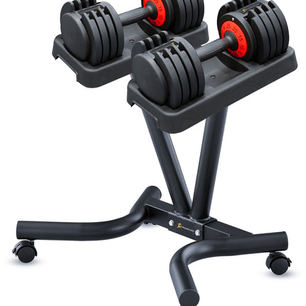 Strongology Tundra25 Adjustable Dumbbell Pair with Free Durable Steel Adjustable Tundra25 Dumbbell Floor Stand