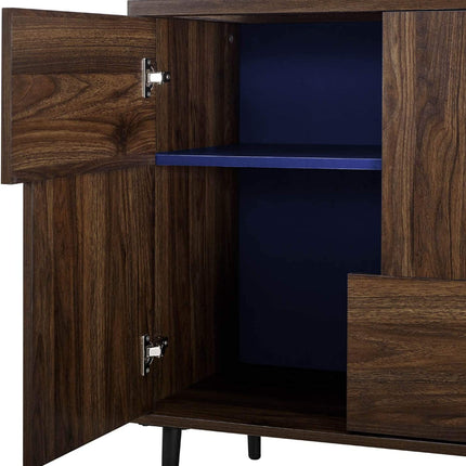 Centurion Supports ETERNUS Walnut 4-Interior Quadrants Modern Storage Luxury Cabinet