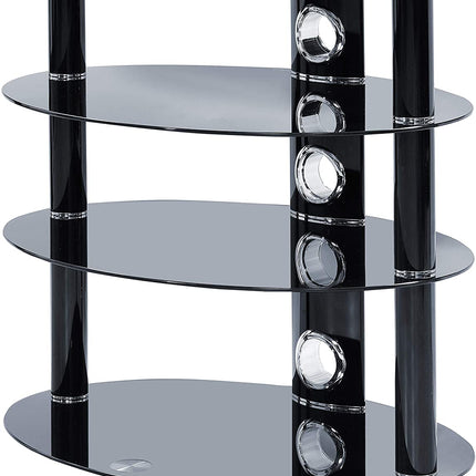 Centurion Supports HALIGON 4-Shelf Oval Premium Gloss Black Glass with Black Legs AV Rack